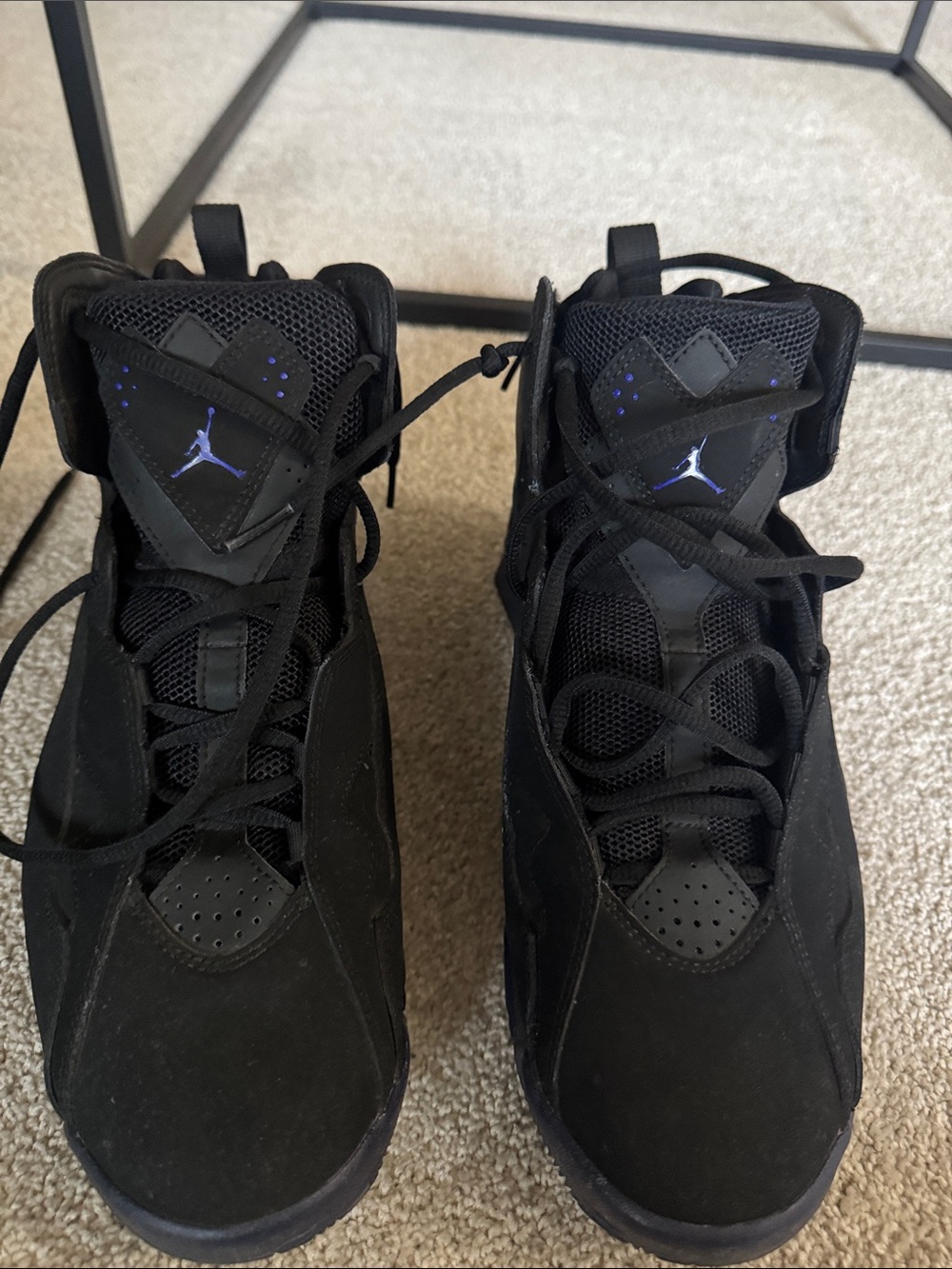 Jordan Men's High-Top Basketball Sneakers - Black with Purple Accents